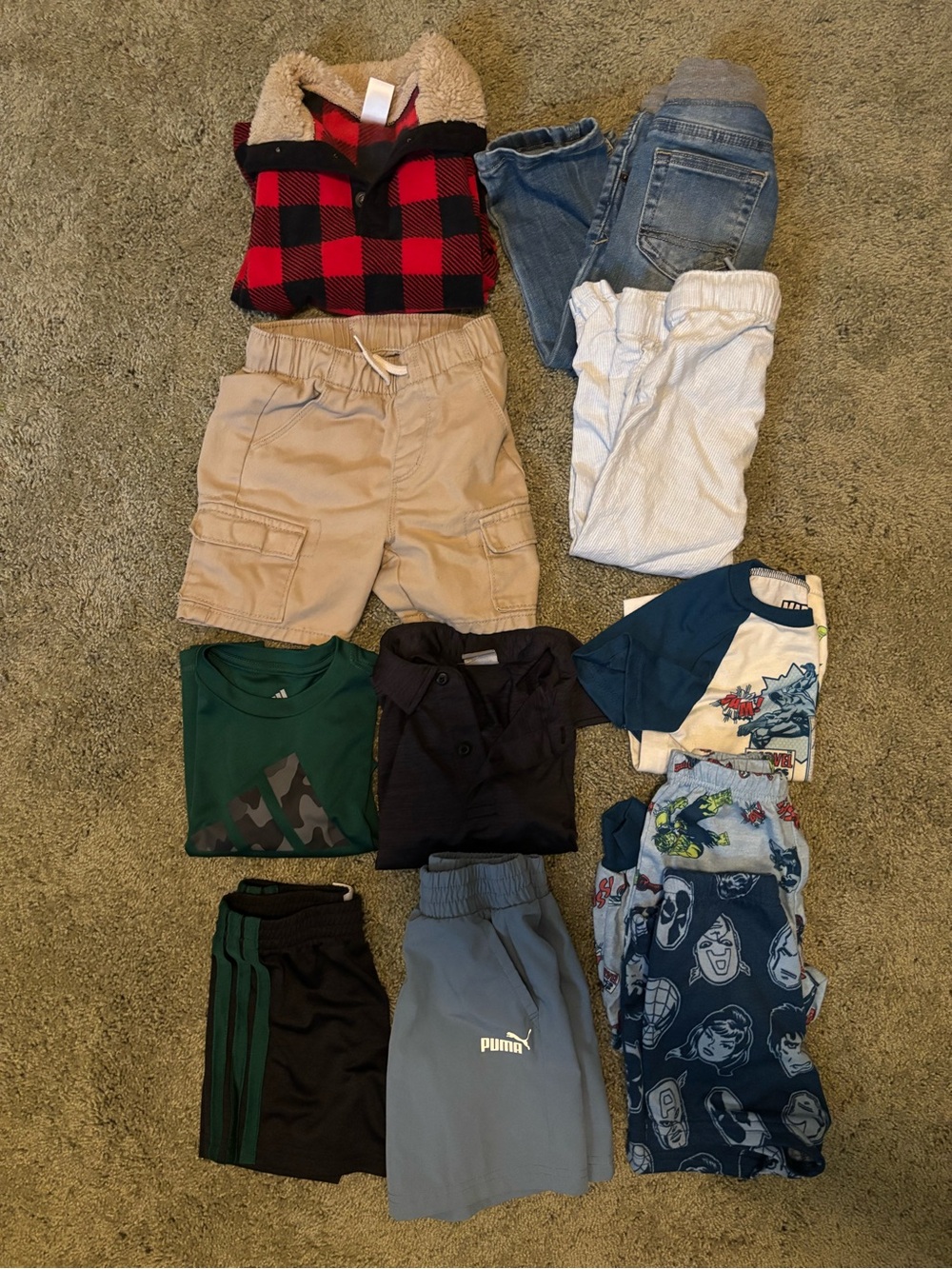 Lot of Boys 2T clothing including Puma, Adidas, Old Navy, & Carter’s